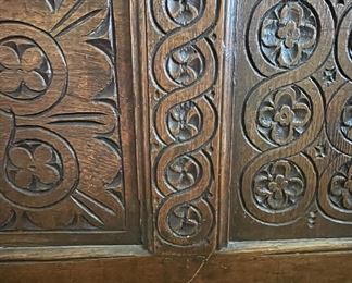 Antique Carved Wood Chest. Measures 46" x 18.5" X 24" H. Photo 5 of 5.