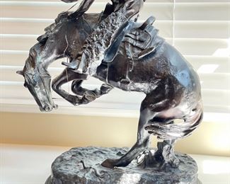 Frederic Remington Reproduction Bronze, "Rattlesnake." Measures 16" W x 22.5" H.