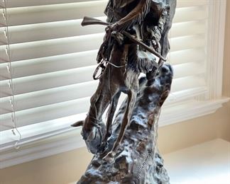 Frederic Remington Reproduction Bronze, "Mountain Man." Measures 13" W x 27.5" H.