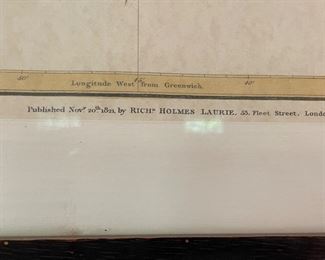 Framed Antique Map, "The Virgin Islands." Published by Rich, Holmes, Laurie. Measures 36" W x 28: H Framed. Photo 2 of 3.
