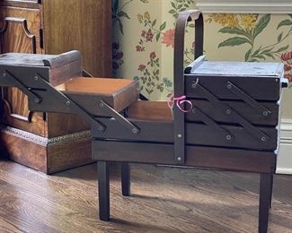 Mid Century Sewing Caddy Stand.