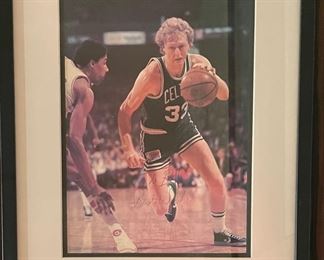 Autographed Picture of Boston Celtics, Larry Bird.