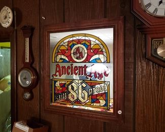 Vintage Ancient Age bourbon bar mirror
