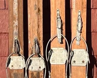 ANTIQUE WOODEN SKIIS 