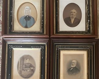 VICTORIAN WALNUT SHADOW BOX FRAMES WITH ANTIQUE PHOTOS 