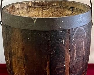 WOODEN LEAD BUCKET WITH PAPER LABEL - NORTH ADAMS, MA. 