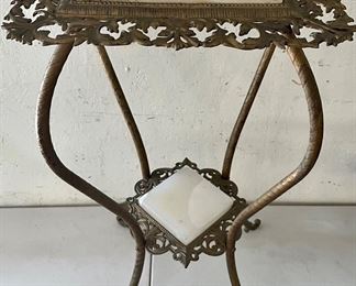 ART NOUVEAU BRASS & ALBASTER PLANT STAND  