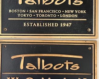 VINTAGE HEAVY BRONZE “TALBOTS” SIGNS 