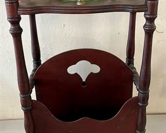 ART DECO WOODEN SMOKING STAND WITH ASHTRAY, CIGARETTE HOLDERS AND MATCH HOLDER 