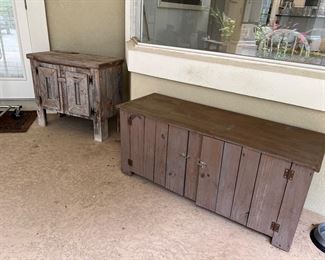 There are 2 of these solid wood 'Trunks'. Open from the front versus the top. $95 each. 