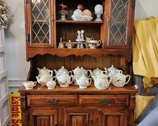 Display Cabinet Farmhouse Style - Collection of Tea Pots