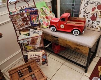 Antique Egg Crate Basket -  Cookbook/Magazine Rack - You will see stain glass throughout this whole glass.