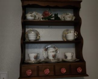 Wall Shelf with 4 Drawers - Tea Cups