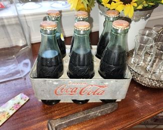 Vintage Coca Cola Crate and Bottles
