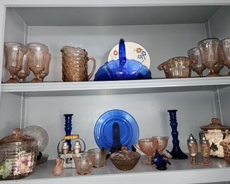 Colbalt Blue and Pink Depression Glass