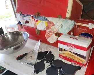 Antique Red Trunk full of Vintage Doll Clothes