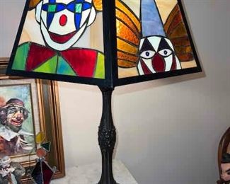 Stained Glass Clown Lamp