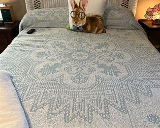 Queen Adjustable Bed and Wicker Headboard