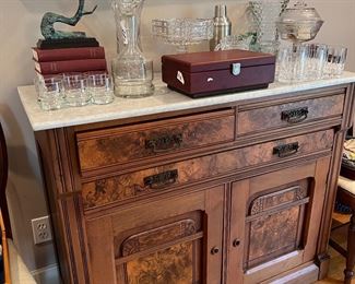Marble top walnut Buffet
