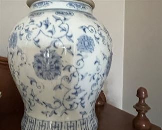 Blue and White Lidded Jar