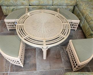 Lot 401 Rattan Table and stools