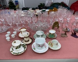 China, crystal glasses, vintage tea service, 