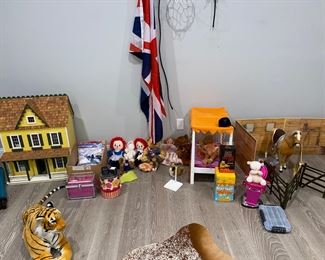 dollhouse, American Girl Doll, Raggedy Ann and Andy, dolls, stuffed animals, horse stable and fence, etc...