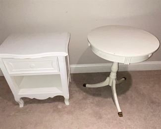 White side table and round side table