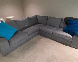 L Shaped sofa in slate grey