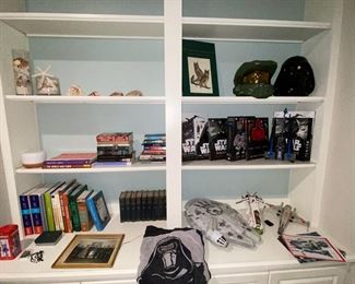 Star Wars collectibles, books, sea shells beach, Lego's Starwars 