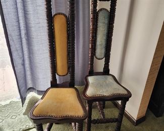 Vintage Spanish Colonial Revival Gold/Blue Velvet Chairs