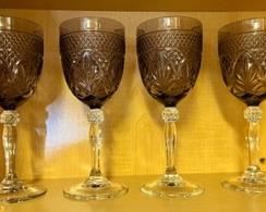 Translucent violet crystal stemware