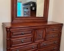 Haverty's mirror dresser. 21"D x 82"W x 65-1/4H