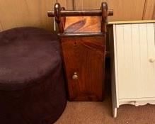 Upholstered storage stool, wood toilet paper holder cabinet, white wall cabinet