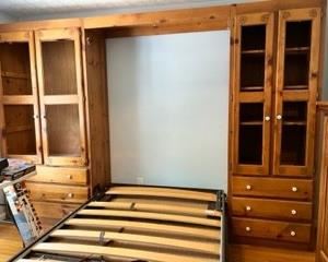 Murphy Bed. Full sized. 130"W (with cabinets) x 87"L pulled out x 20"W at end of bottom bed frame