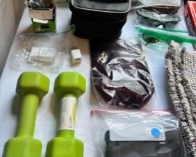 Wall chargers, weights, leather shoulder pouches, woven table chess/checker board, etc.