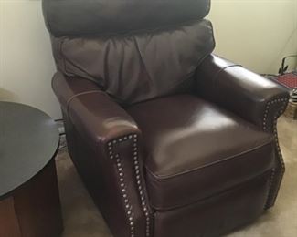 Pair of hobnail  leather recliners 