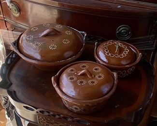 Vintage SW clay covered serving bowls