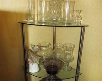 Small corner glass display table