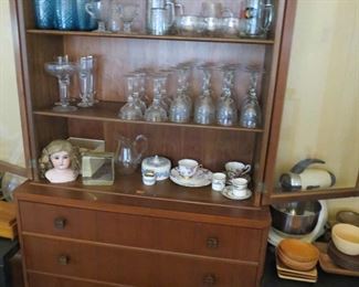 Matching China Hutch.. Crystal & Hand Blown glasses
