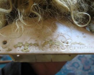 back view of German porcelain doll head.