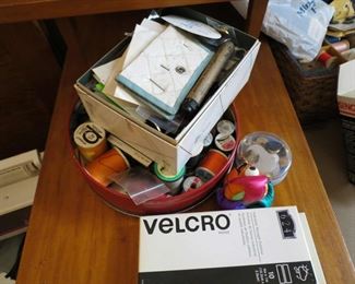 Sewing threads, needles, etc.