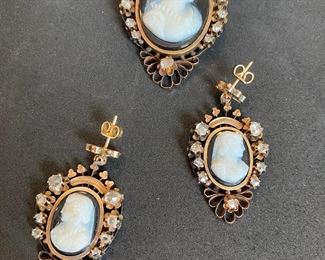 ANTIQUE CAMEOS WITH MINE CUT DIAMONDS