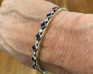 Sapphire Diamond 14k Bangle