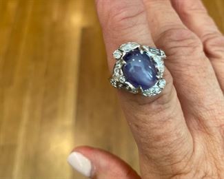 STAR SAPPHIRE & DIAMOND RING