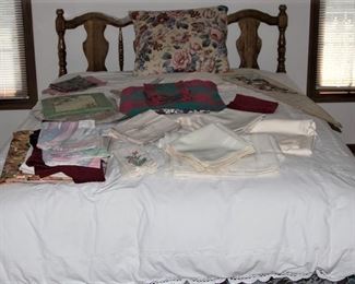 Queen bed and linens