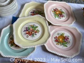 wfive old english dessert plates1701 t