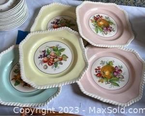 wfive old english dessert plates1701 t
