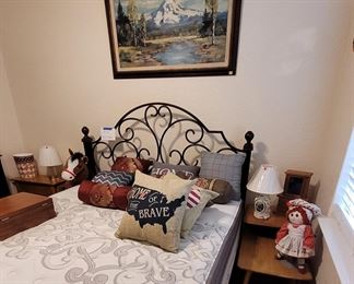 Full size bed, frame mattress and box springs