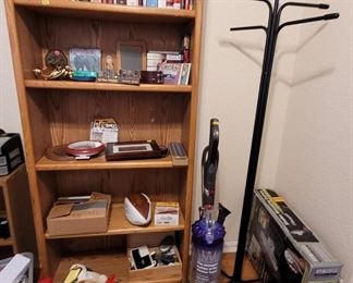 Book case, coat rack, Dyson vacuum
